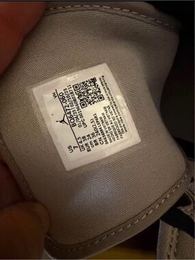 Jordan Light Gray Sneaker Tongue with Size Tag